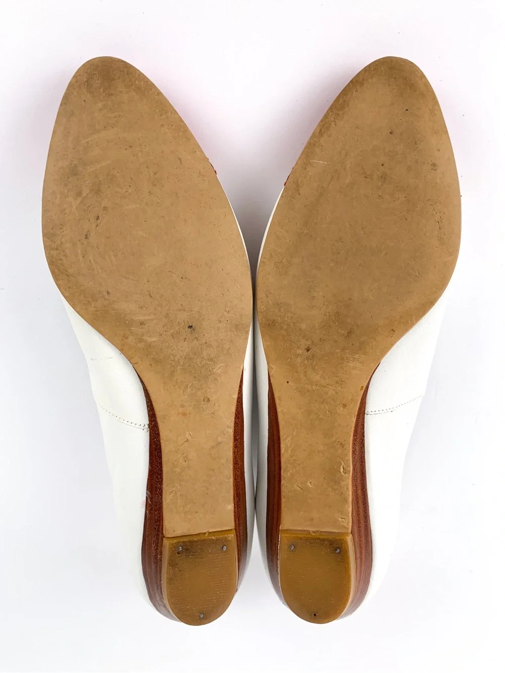 Vintage Pappagallo flats red & white cap toe leather shoes size 7.5 narrow
